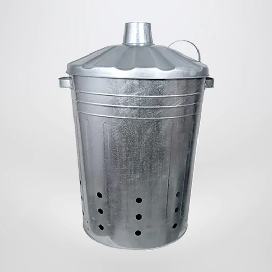 Silver Outdoor Galvanised Metal Garden Incinerator Can Durable Europe Design Style for Yard Patio and Backyard