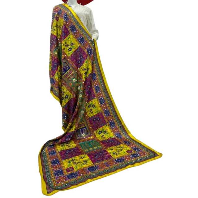 Beautiful Hand Embroidered Ethnic Clothing Indian Shawls Dupatta 2024 Multi Colored Fashion Wear Dupatta For Salwar Kameez Suit