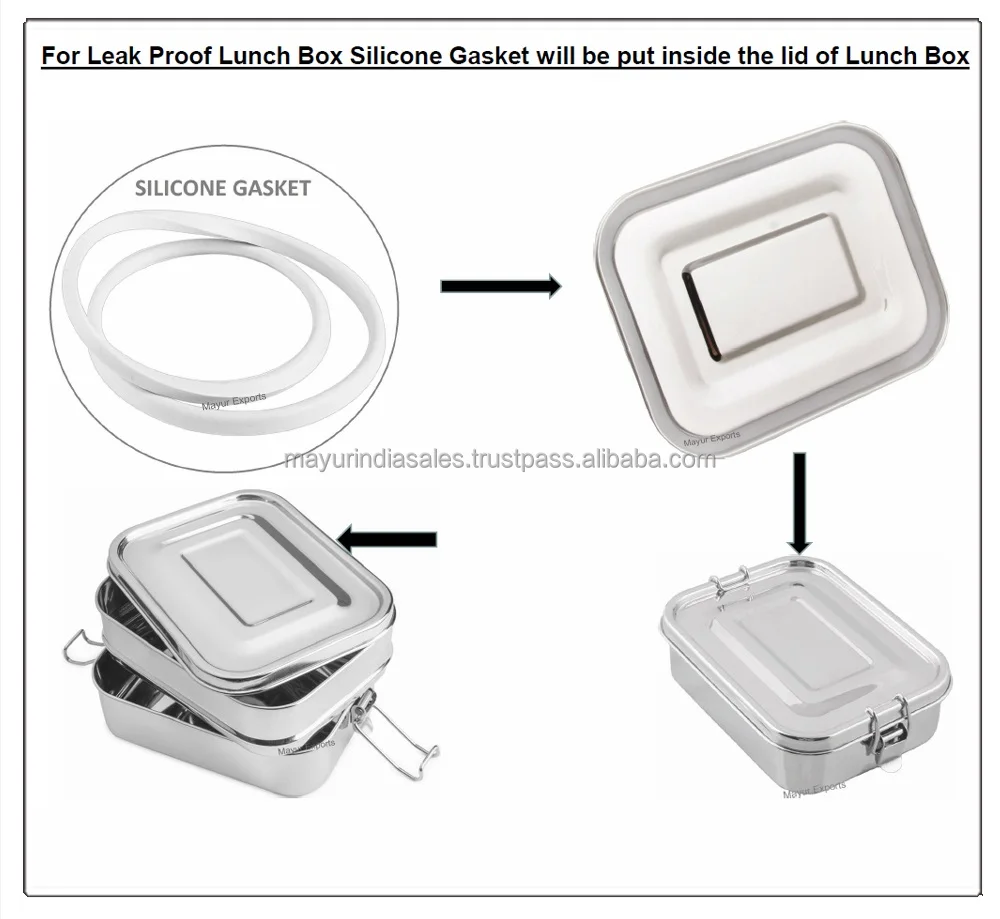 Stainless Steel Lunch box Metal Leak Proof lunch box with color Food Safe Powder Coated Lunch Box