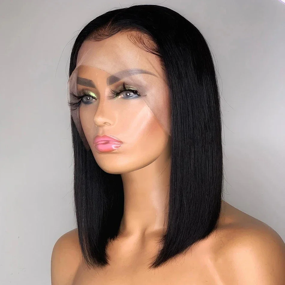 Curly Bob Wig Human Hair 8 10 14 Inch Glueless 13x4 Lace Front Wigs Pre Plucked Mongolian HD Kinky Curly Bob Lace Frontal Wigs