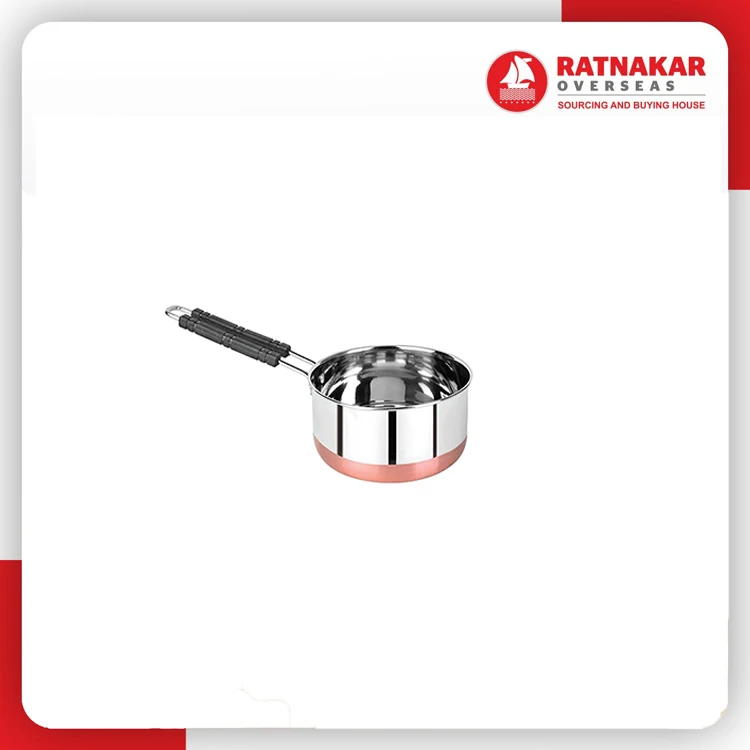 Direct Manufacturer Sauce Pan With Lid Elegant Design Flat Base Stainless Steel Copper Bottom Sauce Pan With Lid Cookware