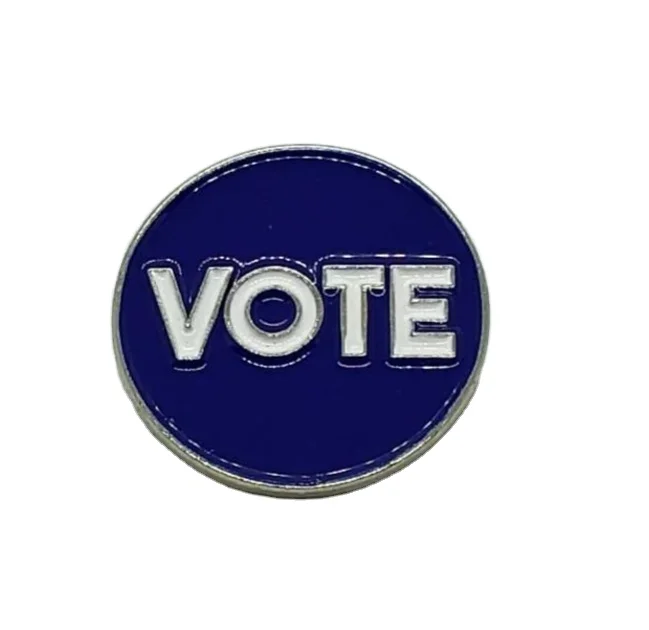 Zeta Phi Beta Sorority Custom VOTE Letter Brooch Round Shape Navy Blue and White Lapel Pins Party Gift Jewelry