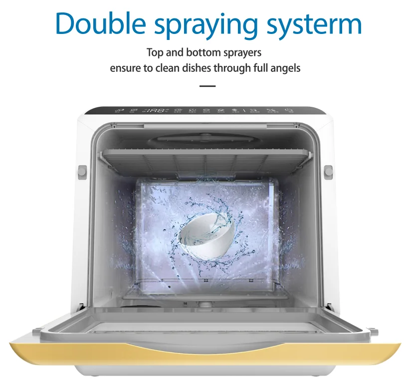 4 Sets Home Use Automatic Compact Dishwasher Electric Control Countertop Table Top Mini Dishwasher for Kitchen Black Carton 220