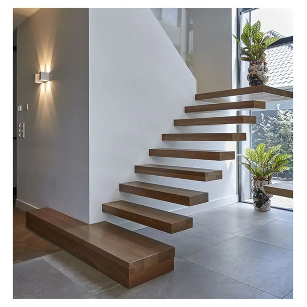 Prima High Perfect Quality Staircase Handrails Floating Exquisite Concise Fabulous Floating Staircase with Led Lights