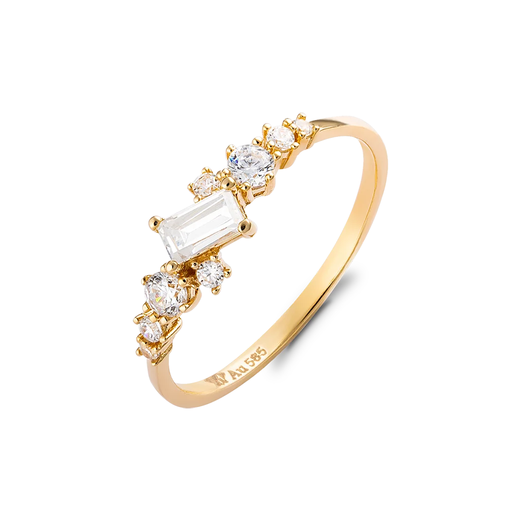 Wholesale price Shiny ring 9k 10k 14k 18k gold ring for women with cz gemstone custom design Vietnam Manufacturer NLF411