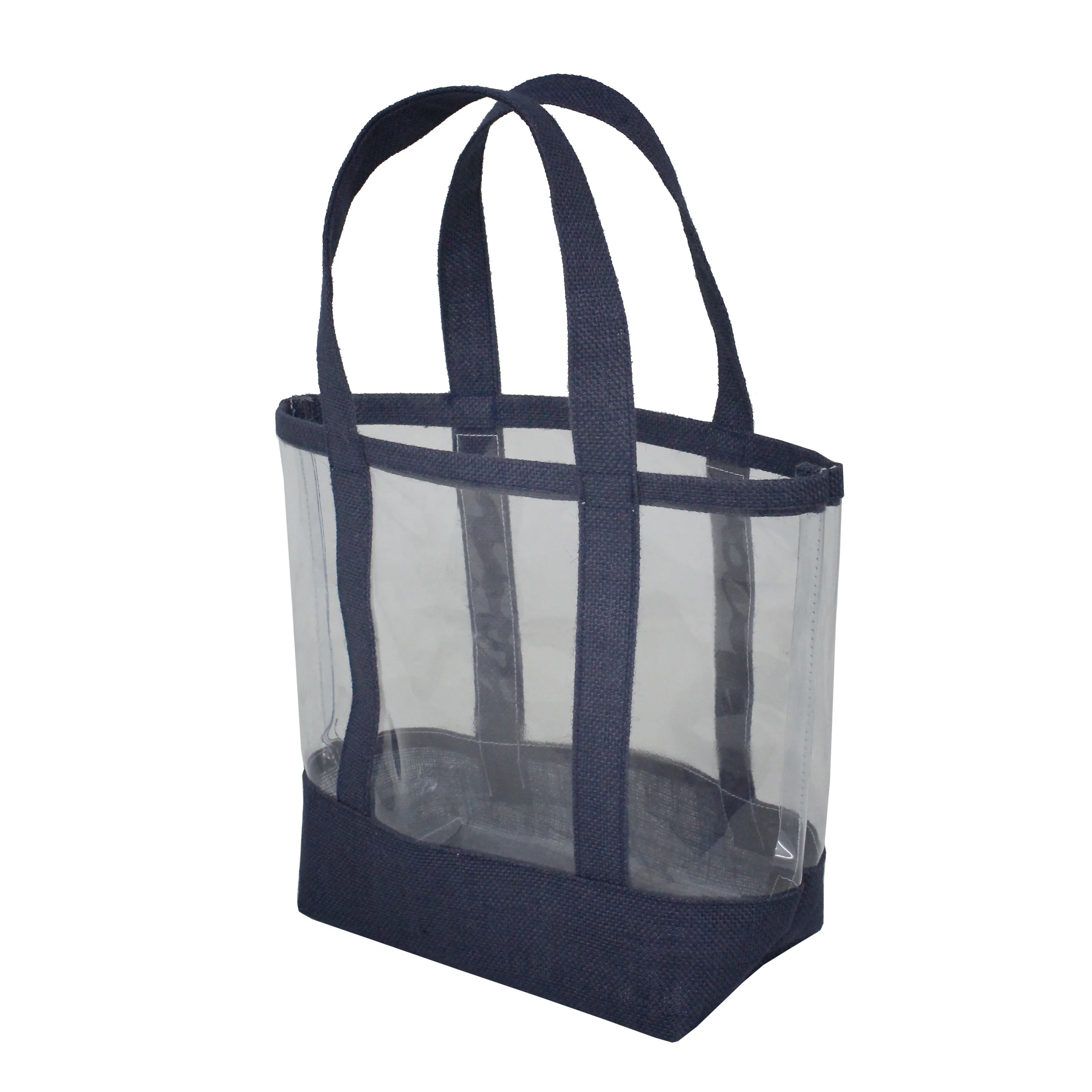 Пластиковая оконная сумка из мешковины с отделкой джута саморучкой ПВХ прозрачная рекламная для подарочных покупок