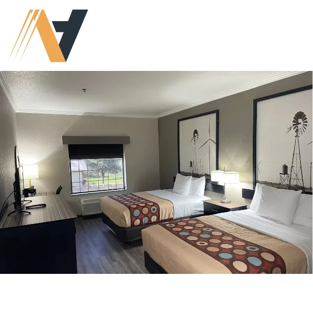Factory Provide OEM ODM Elgent & Luxury Styles Bedroom Furniture Set Super 8 Project Wholesale Modern Design US Market Hotel