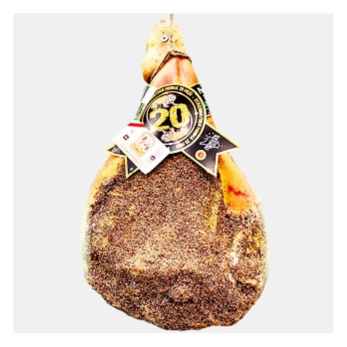 Prosciutto pork cured meat leg from tuscan DOP raw and seasoned