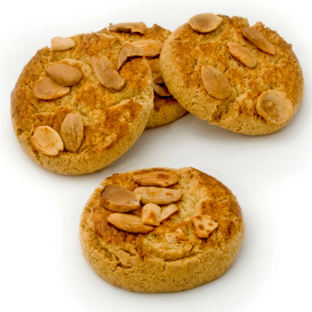 Sugar free biscuit with round shape decorated with almond 165g for supermarkets