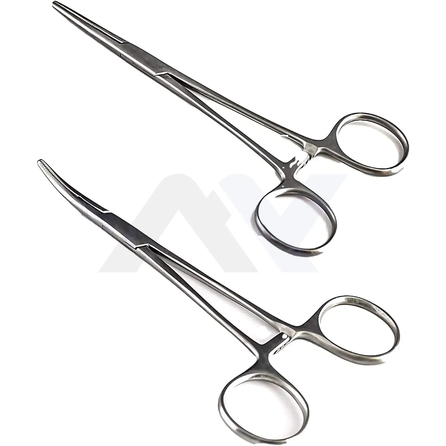 2 pcs Mosquito Hemostat Locking Forceps Set, Curved & Straight, Stainless Steel, 5-Inch - Precision Surgical Medical Instruments