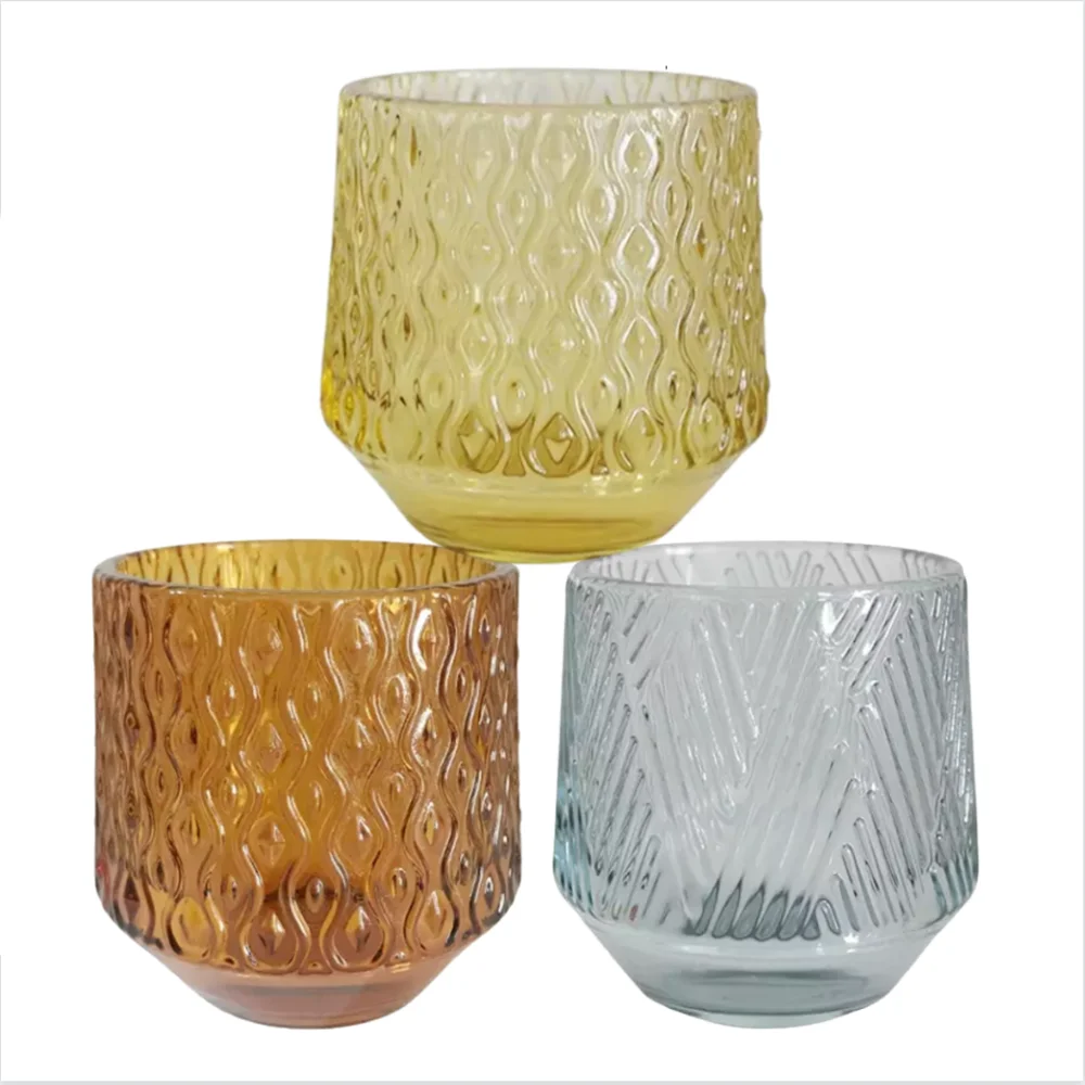 Candle Holders Lanterns and Candle Jars Frosted Amber Black Clear Valentine Print Handmade Silk Metal Cylinder