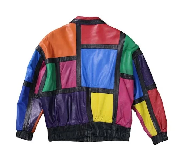 Checkered Vintage Color Block Lamb Leather Bomber Jacket Bomber Custom Colors accept