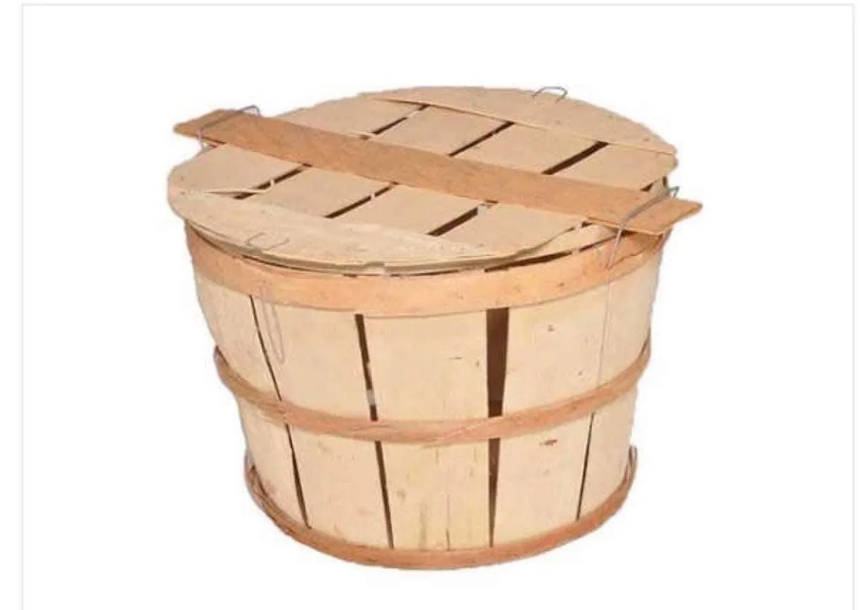 Round wooden crab basket with lid crab bushel basket wood bucket chest OEM size crab basket