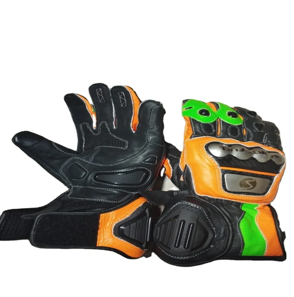 Best selling Men Leather Motorbike Gloves Plam Kangaroo  Leather Motorbike Gloves Low Price Men Motorbike Full Finguer Gloves