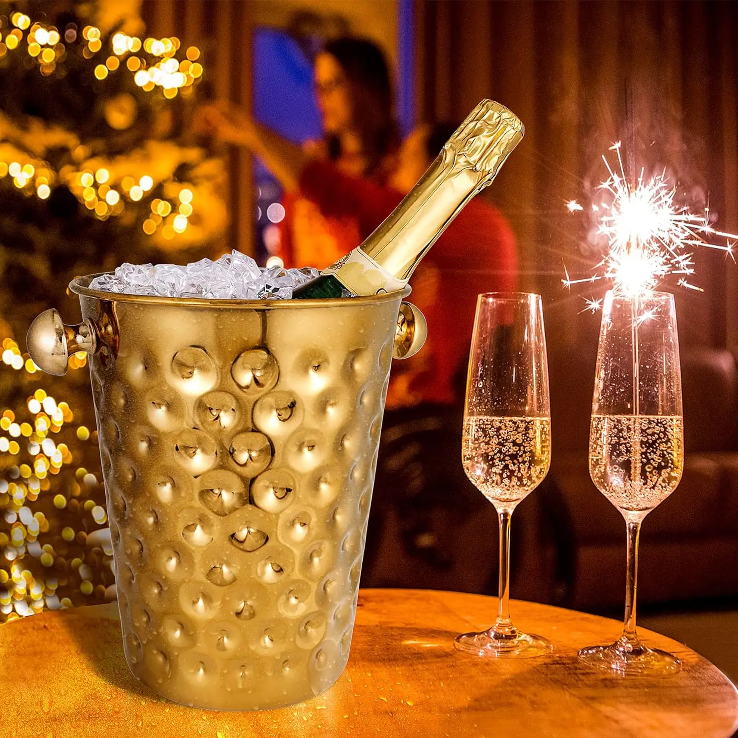 Unique taper single wall handmade coins Design Party Tub Bottle holder Beer Cooler Quality ice Bucket KGN BW 7047 multi color 3L