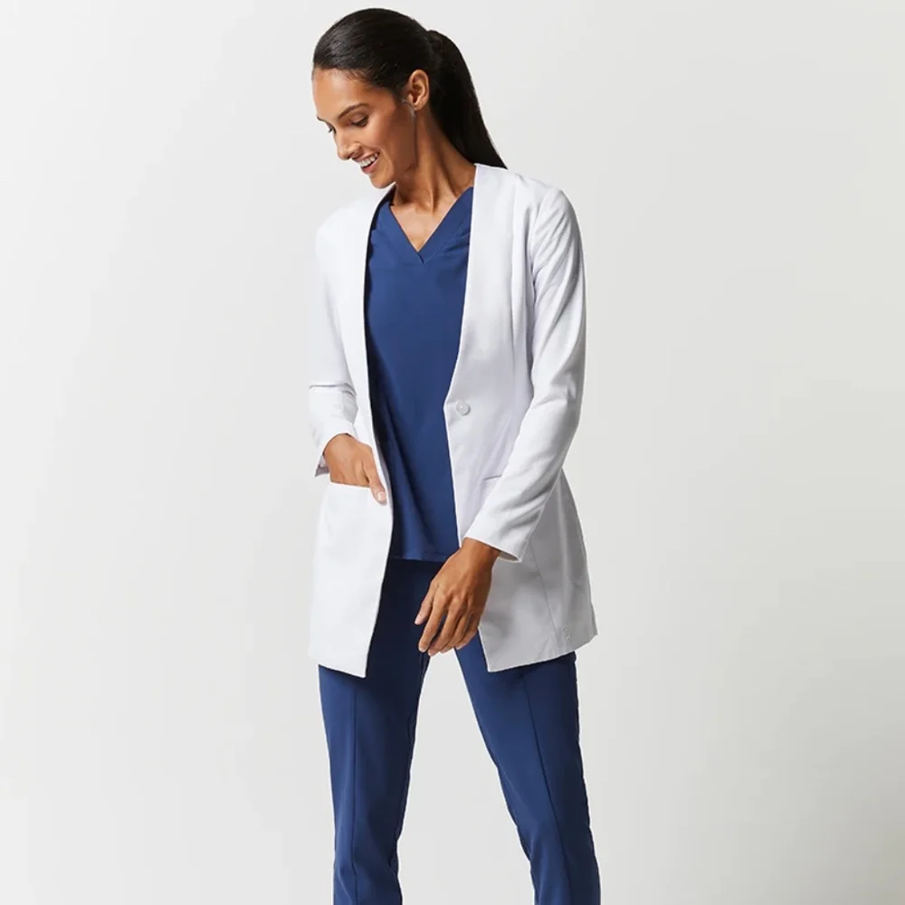 Hospital GOWN white long sleeved Business Blazer 100%cotton Long Sleeve Doctor Clothes White Lab Coats