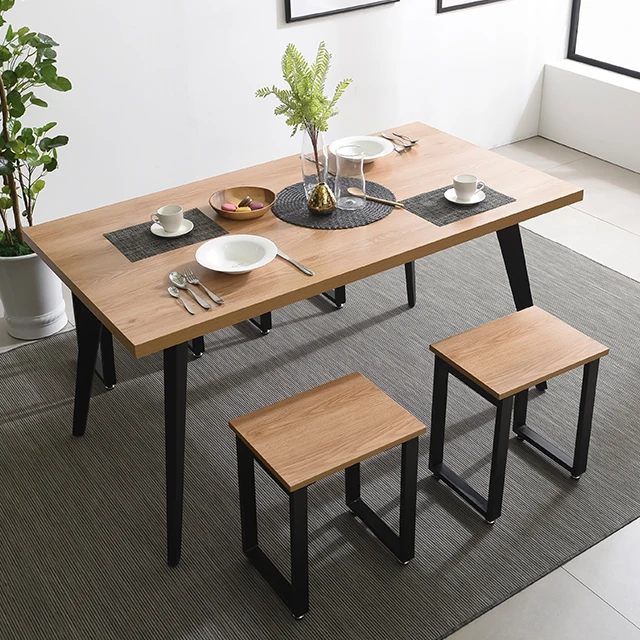 Modern Dining Table Chair Set Wooden Metal Rectangular Square MDF Rustic Small Large 4 6 8 seater Dining room Furniture