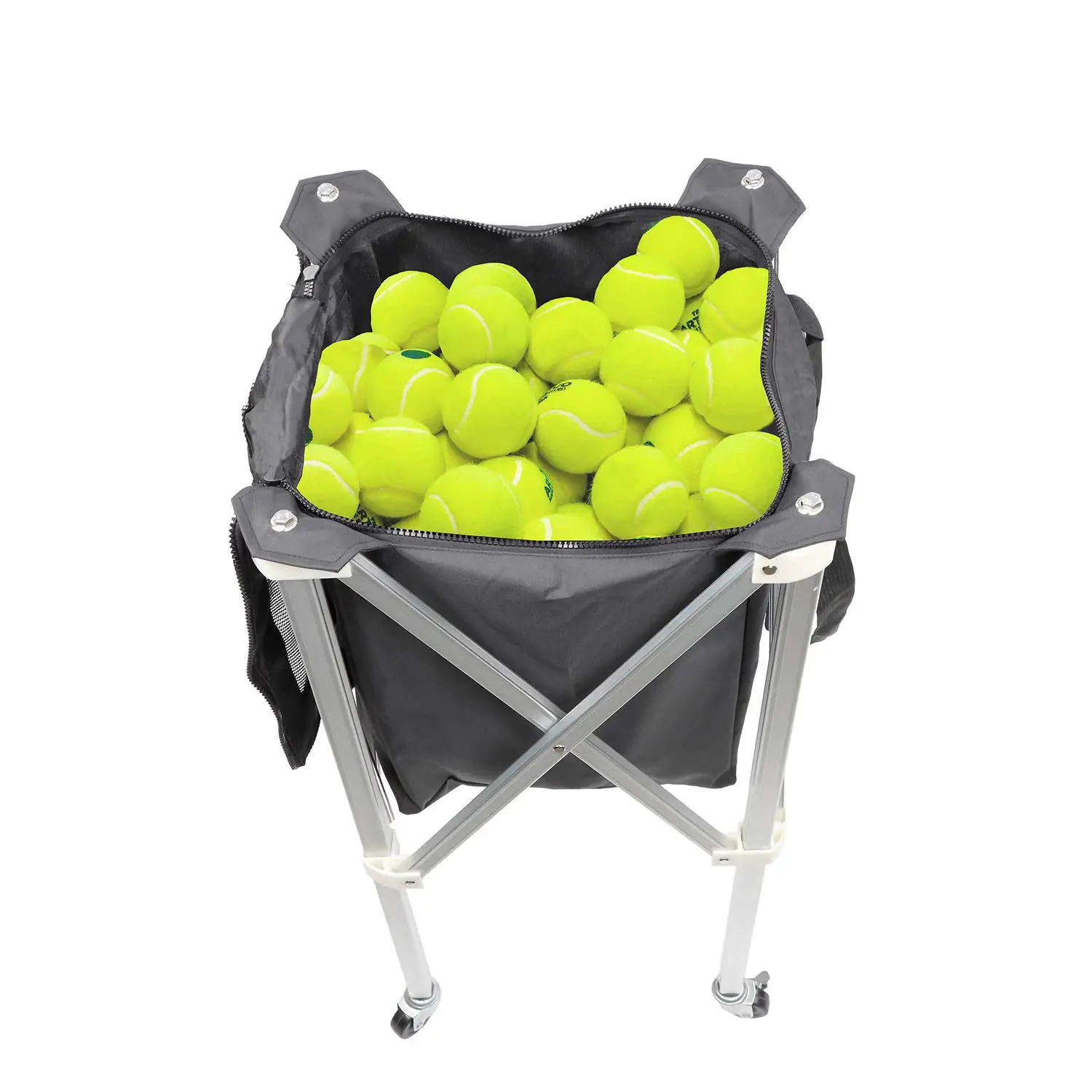 TN02B Portable Tennis Ball Hopper Basket with Wheels Tennis Ball Cart for 150 Pickleball Baseball, Tennis Ball Cart