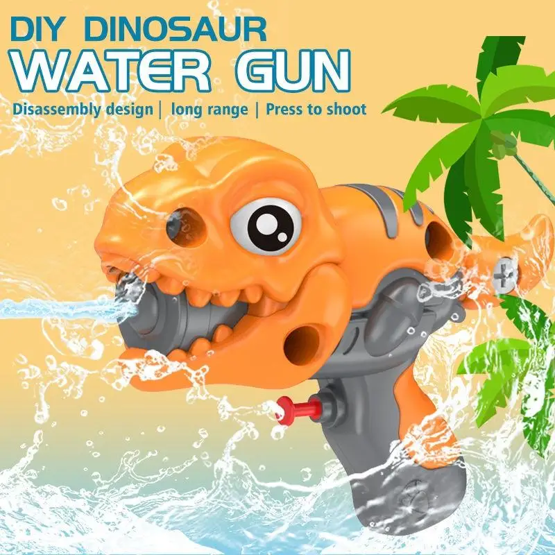 New Arrivals DIY Assembly Dinosaur Water Gun Toys 2 IN 1 Puzzle Mini Manual Dion Water Gun Summer Outdoor Splash Shooting Toy