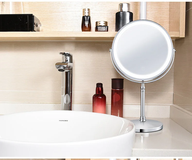 Amazon led magnify vanity mirror with lamp desktop desktop vanity mirror dormitory net red dimming beauty mirror