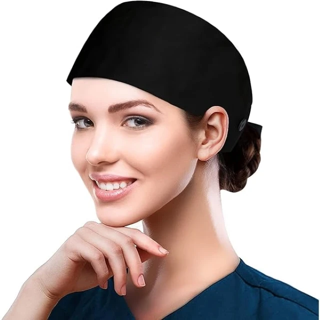 Wholesale Reusable Hospital Nursing Scrub Cap Medical Disposable Blue Fabric Surgical Cap Surgeons Healthcare Hospital Uniform