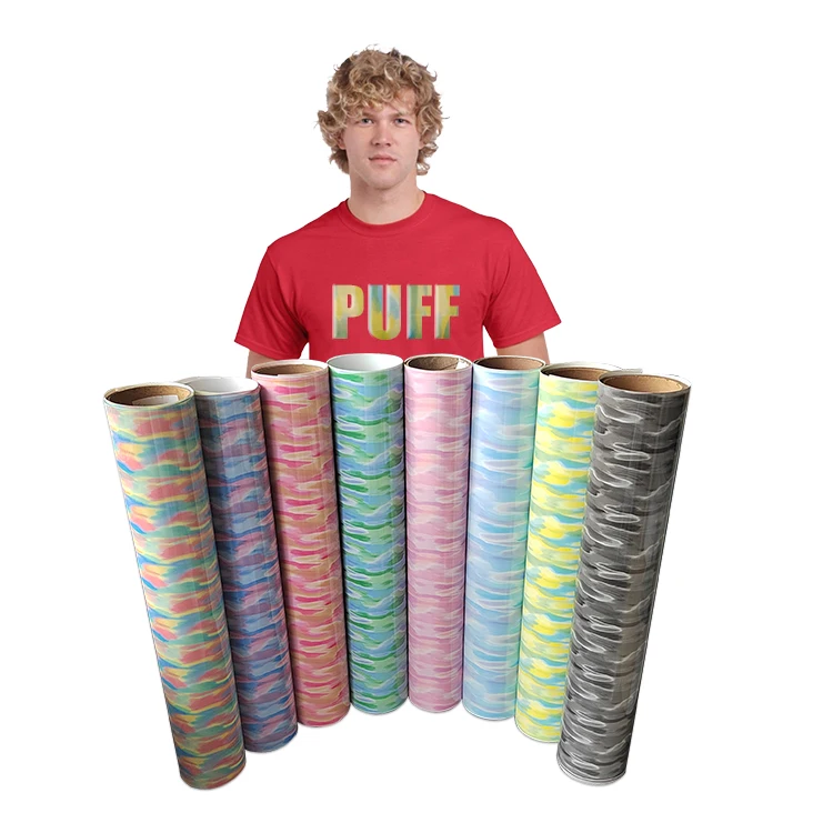 Heat Press Vinyl Transfer Printed Rollen 3d Puff Vinyl Custom 3D Stereo Effect Puff Print Heat Transfer