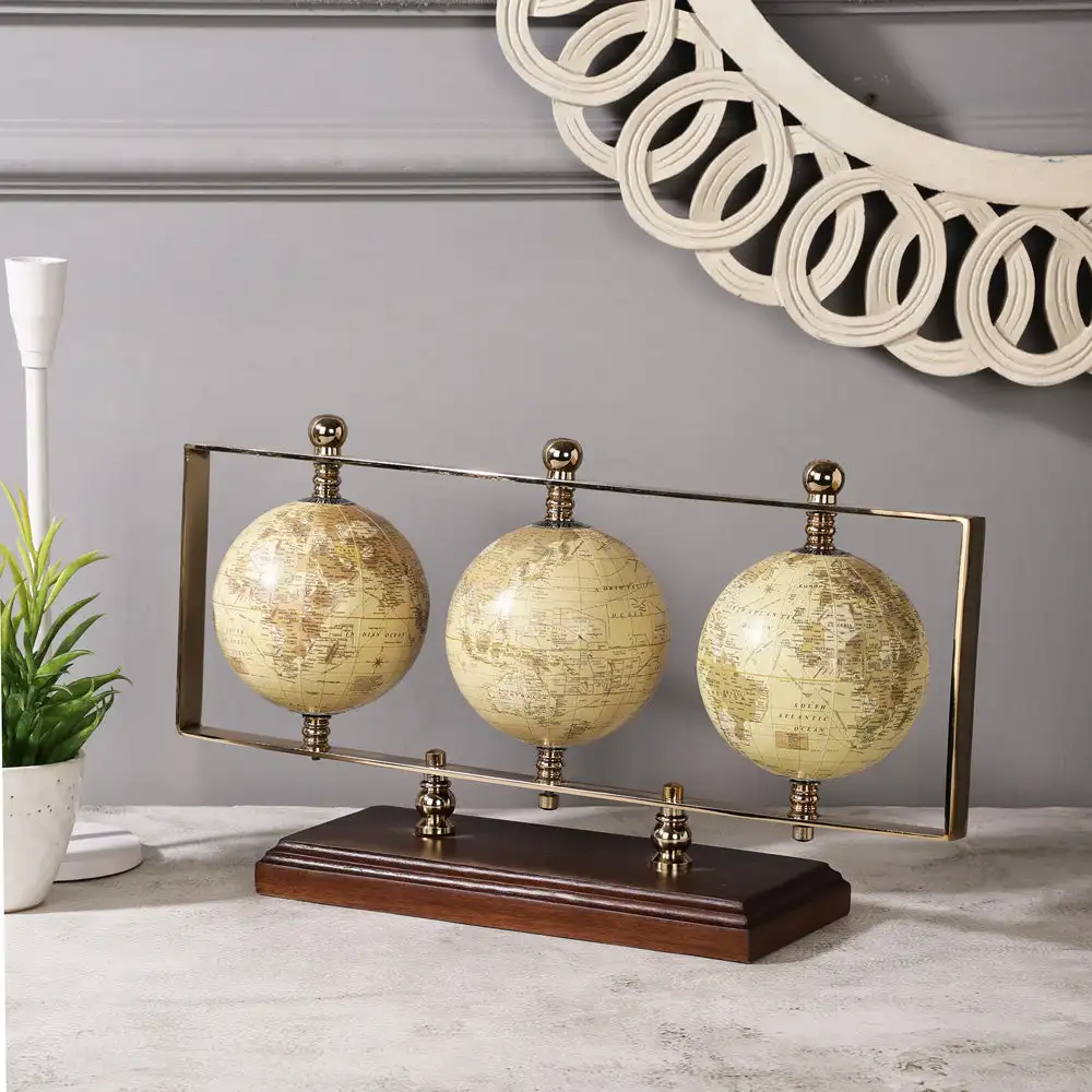 Hot Selling Triple vertical Gold Globe Stand Table Decor Home Decor Interior Decor In Wholesale