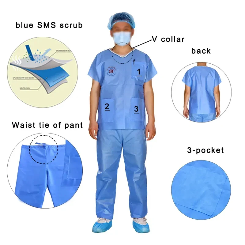 Anti wrinkle washable soft summer medical hospital scrubs nurse uniform v-neck stretchy short long sleeves men women jogger sets