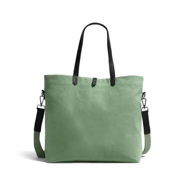 Premium Quality Cotton Canvas Tote Bag Leather Strap with Bottle Compartment Handbag for Women