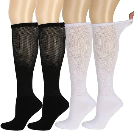 Knee High Cushioned Sole Soft Non-Binding Anti-Slip Anti-Bacterial Diabetes Mens Bamboo Seamless Diabetic Socks