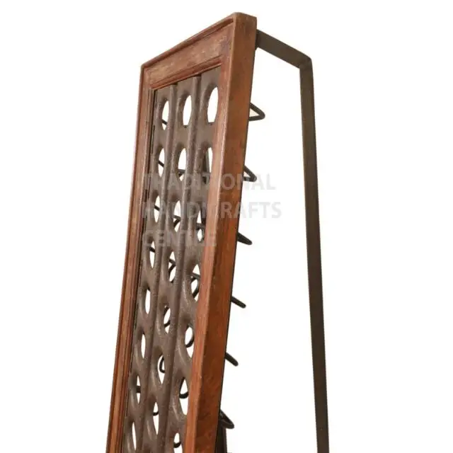 Vintage Luxury Iron Bottle Stand With Wooden Antique Living Room Home Bar Hotel Restaurant Furniture
