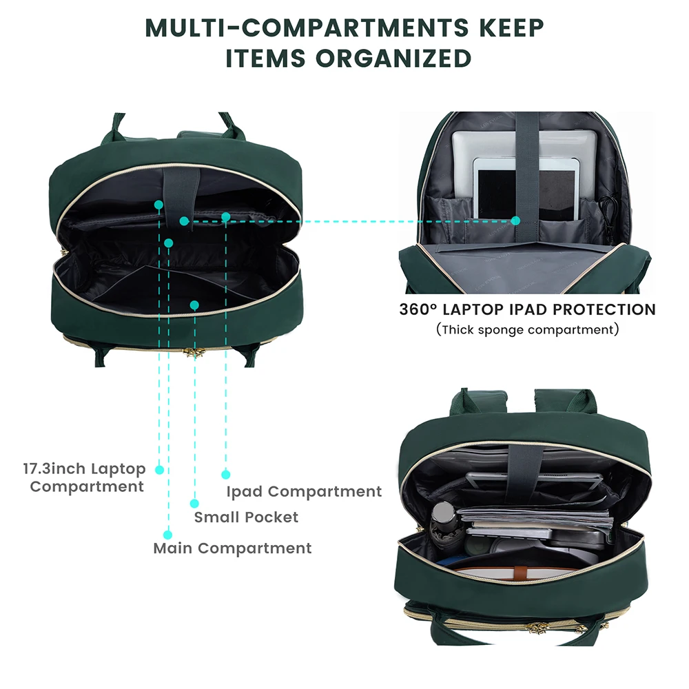 LOVEVOOK Quilted 15.6 17 in New Multifunction large capacity usb raincoat backpack business travel laptop backpack bag for men