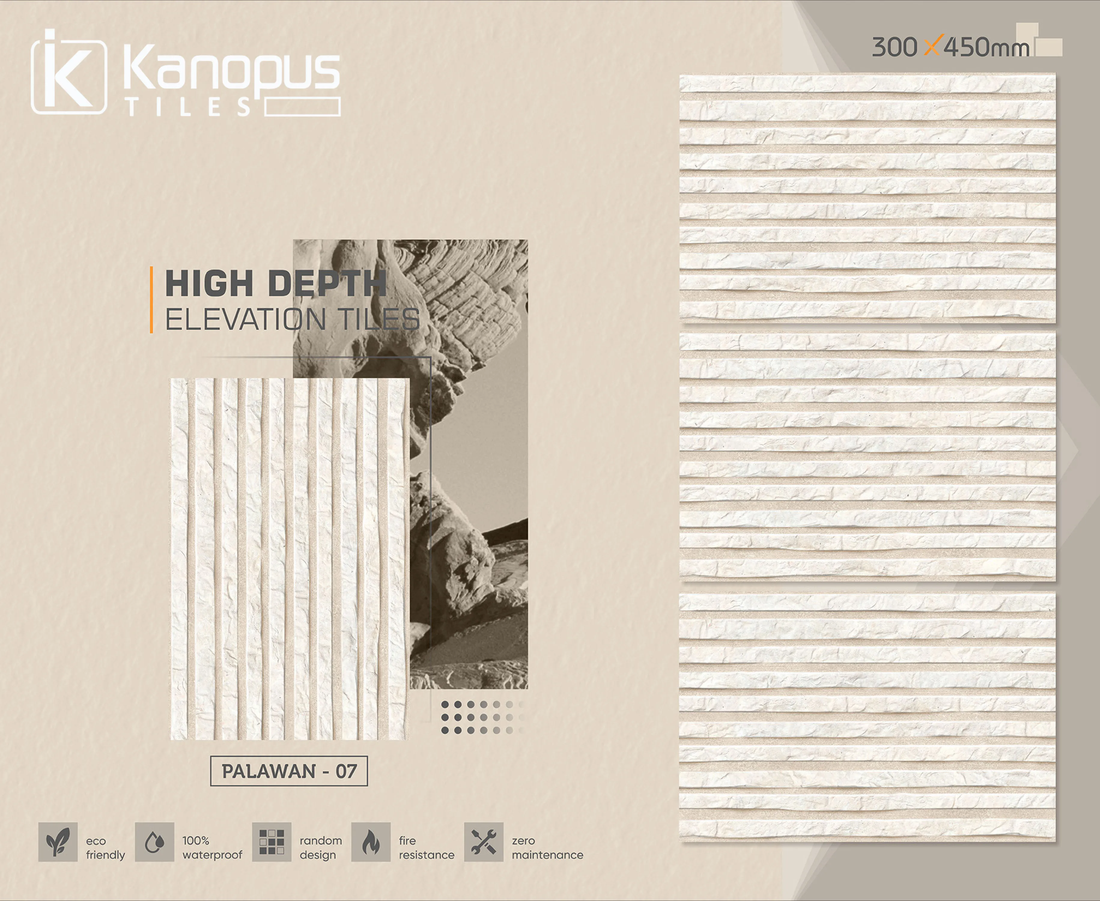 Hot selling modern elevation tiles matte finish 300x450 mm digital glazed wall tiles from kanopus tiles