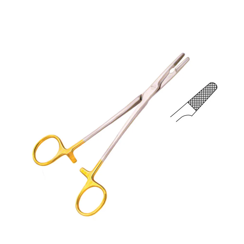 Best Quality Ryderr French Eye TC Needle Holder Stainless Steel Needle Holding Forceps 20.0 cm