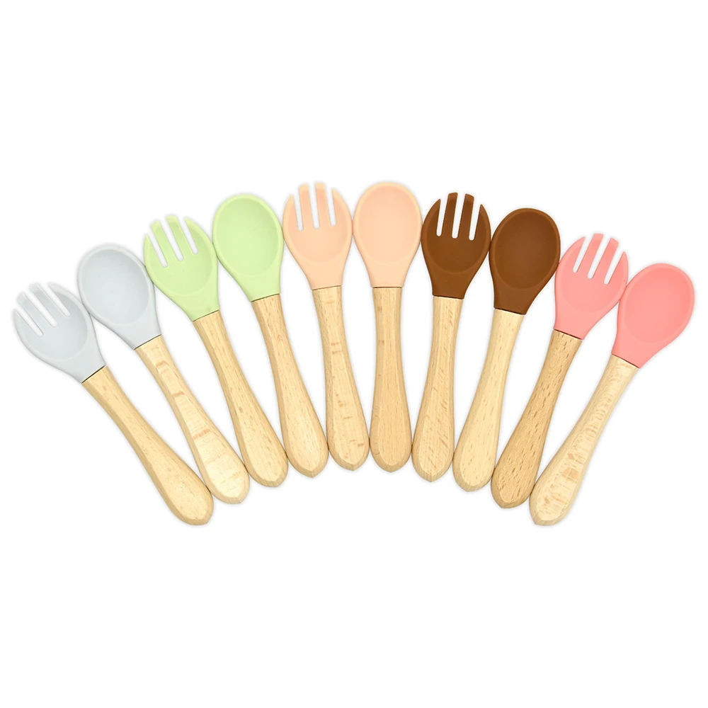 Hot Sale Safety Bpa Free 100% Silicone Spoon Food Miles for Baby Supplies Silicone Bib Spoon Bowl Baby
