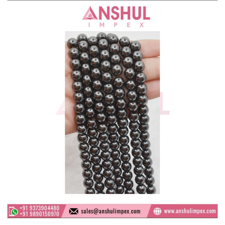 Competitive Price Best Quality Natural Pure Gemstone Loose Beads Hematite AAA 8mm Round Beads