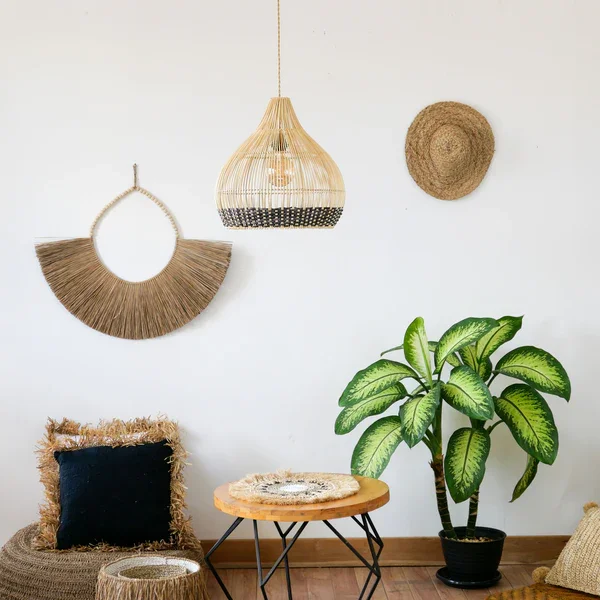 Wholesales handmade rattan lampshade fiber decor home room Light Diffusion Cover Manufacturer pendant wall outside ceiling light