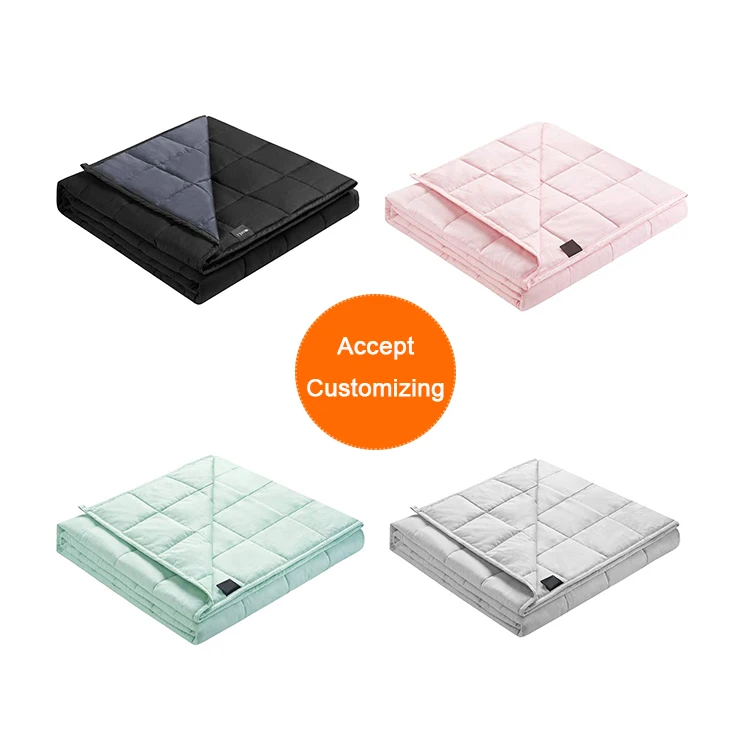 2023 New Custom logo Polyester 5 layers autism weighted throw blanket for Bed Sofa light blue
