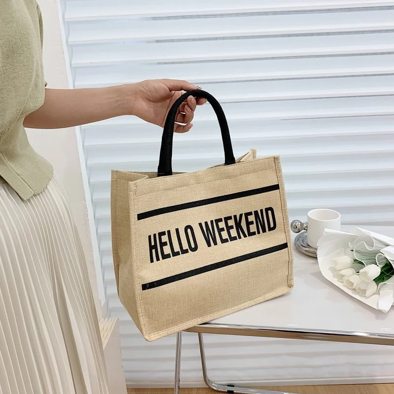 Вьетнамская оригинальная сумка для джута с индивидуальным дизайном ежедневного использования комбинированная 2 вида цветов