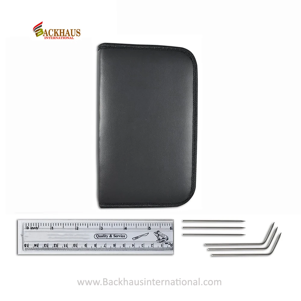 Best Quality 11 Pieces Surgery Kits With Scalpel Handle Knife Scissor Tweezer Drop Needle Tools Sets With Leather Case