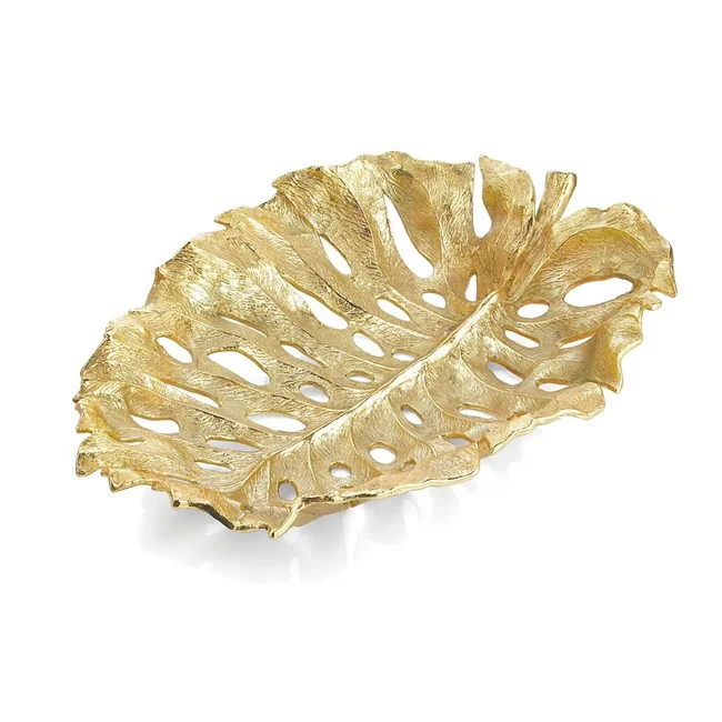 Wholesale High Quality Serving Leaf Shaped Trays Gold Plated For Salad Fruits & Dessert Server Handcrafted For Restaurants Home
