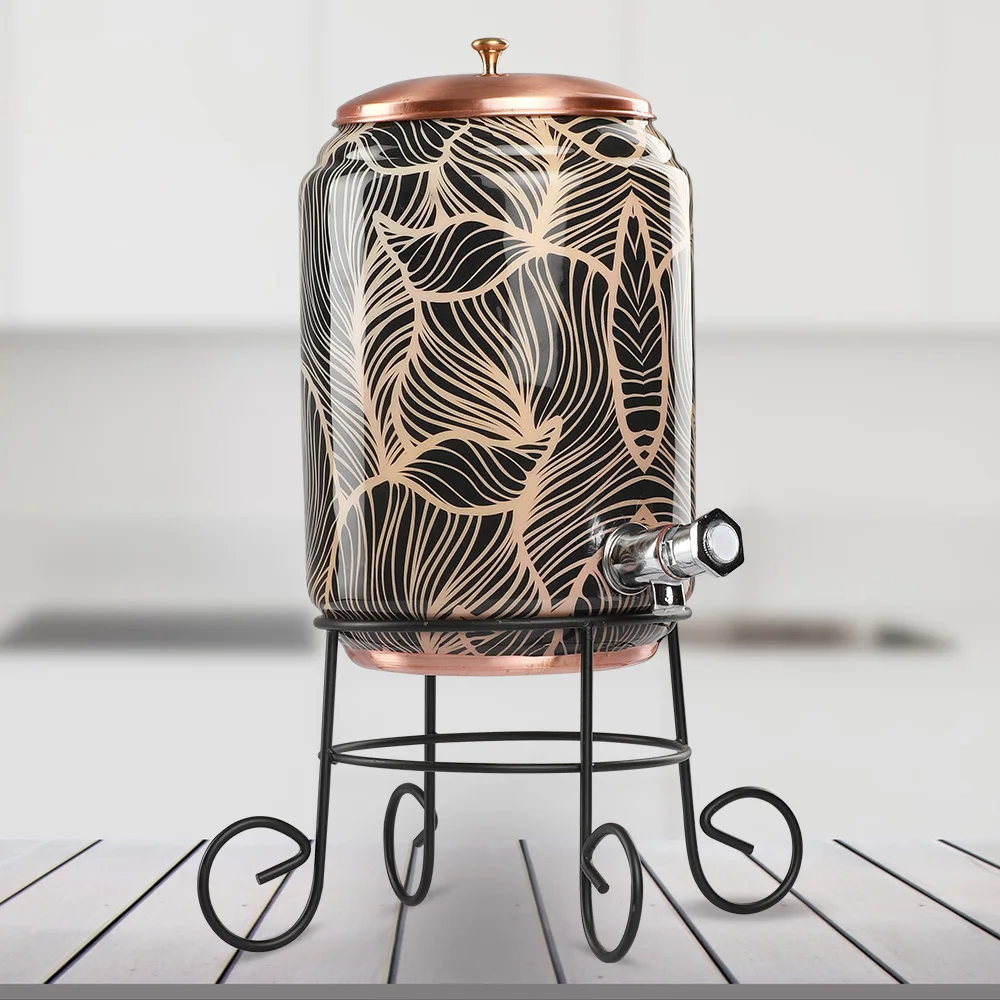 Hot selling amazon Wholesale Manufacturer Copper Water Dispenser Pot Enamel Printed with Stand for good health