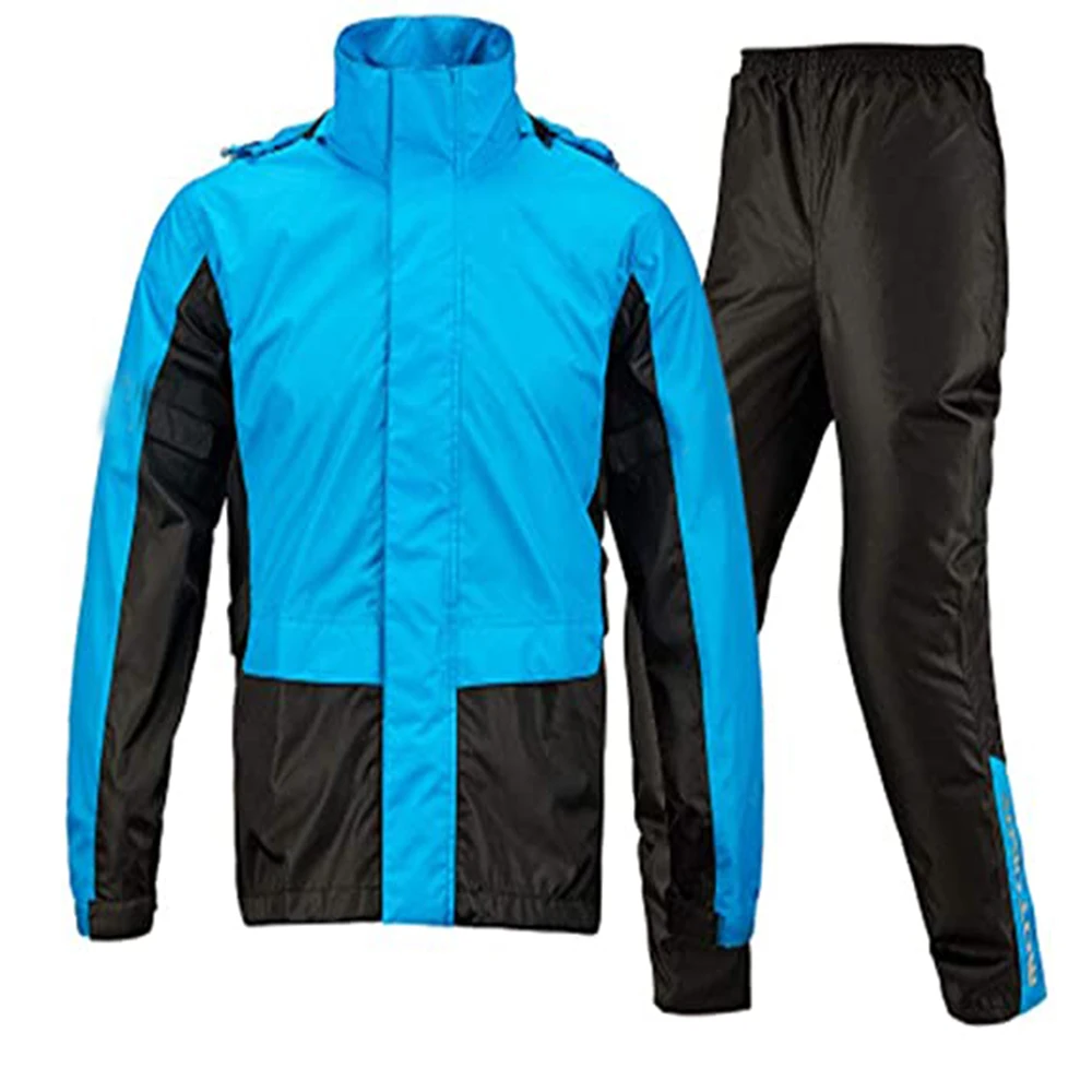 Waterproof polyester with PVC coating raincoats custom logo two pieces oil resistant men working rainsuit