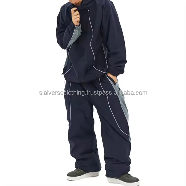 Bespoke High Quality Tracksuit Men Jogger Set Custom Logo Reflectors Winter Sports Nylon Zip Up Fashion Tracksuits for Men