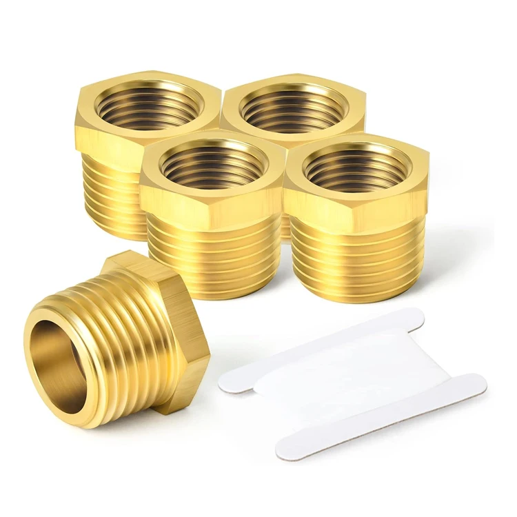 Brass Reducer Hex Bushing Threaded Pipe Fitting  NPT Male x  Female Adapter