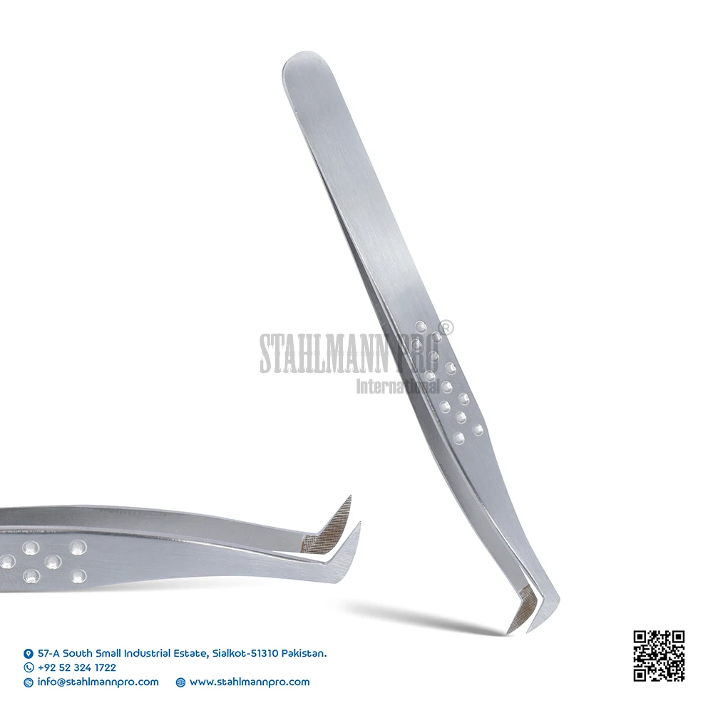 Lash Tweezers Eyelash Extension Russian Volume Tweezers 11.5cm Fiber Tip Stainless Steel L Angled Lashing Tweezer Individual