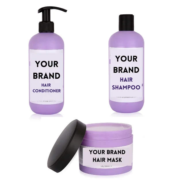 PRIVATE LABEL 3-Piece Hair Care Set Repair Shampoo Conditioner Hair Mask Coconut Oil Infused Nourishing Anti-Frizz