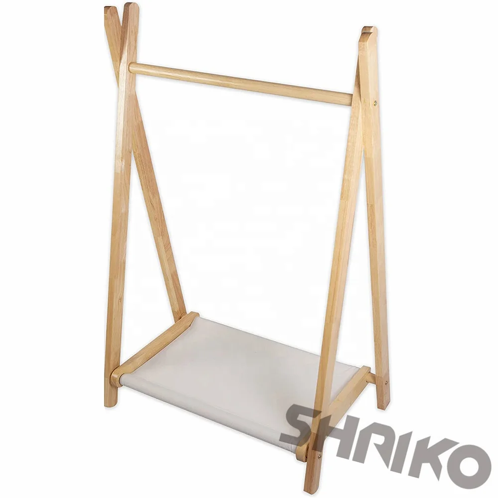 Shriko Wooden Coat Rack Portable Extra Large Garment Rack 2 Tiers Storage Shelves For Entryway Bed Room Living room