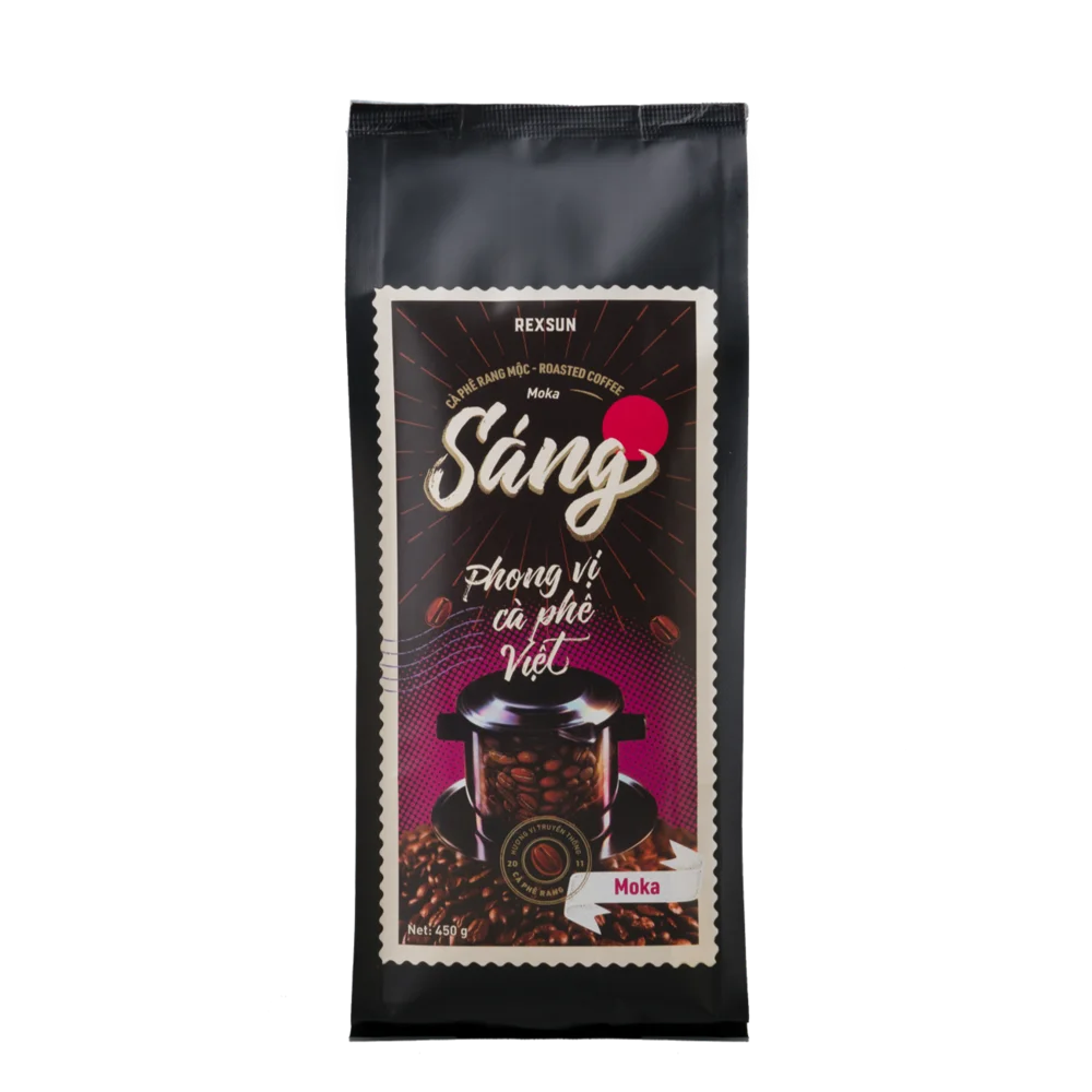 Vietnamese Arabica Bourbon (MOKA) Roasted Coffee Beans 450G/Bag with Winey Notes and Floral Scents From REXSUN Coffee Brand