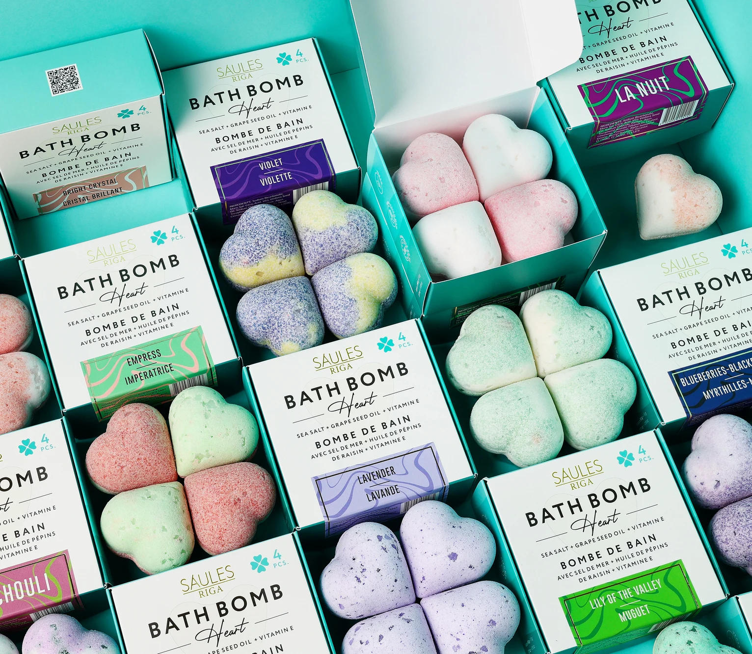 Wholesale Bath Vegan Fizzy Natural Bath Bubble Hearths Spa Relax Bubble Natural Organic Fizzier Bath Bomb Gift Set 4 pcs